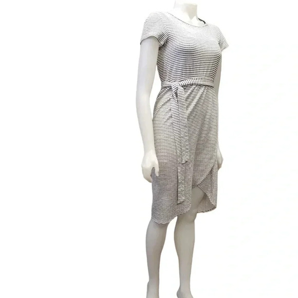 Lulus Sun Swept Black & White Striped Belted Midi Dress  Size Small - Picture 12 of 12